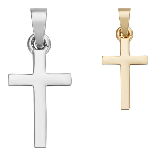 HarlemBling Classic Plain Cross Pendant - 14k Gold Vermeil Or 925 Silver - Tiny 1"