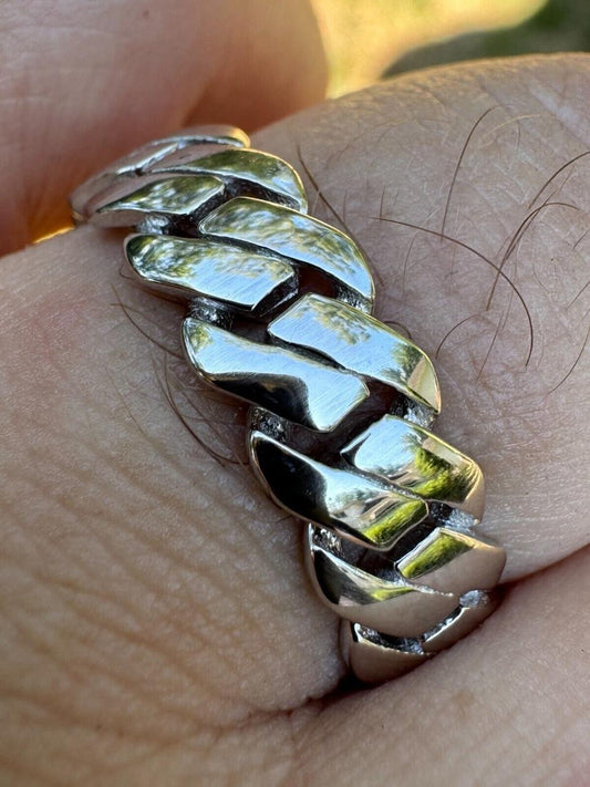 HarlemBling Classic Prong Miami Cuban Eternity Band Ring - 925 Silver - Plain