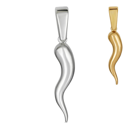 HarlemBling Cornicello Horn Pepper Pendant - 14k Gold Vermeil Or 925 Silver - Small 1.5"