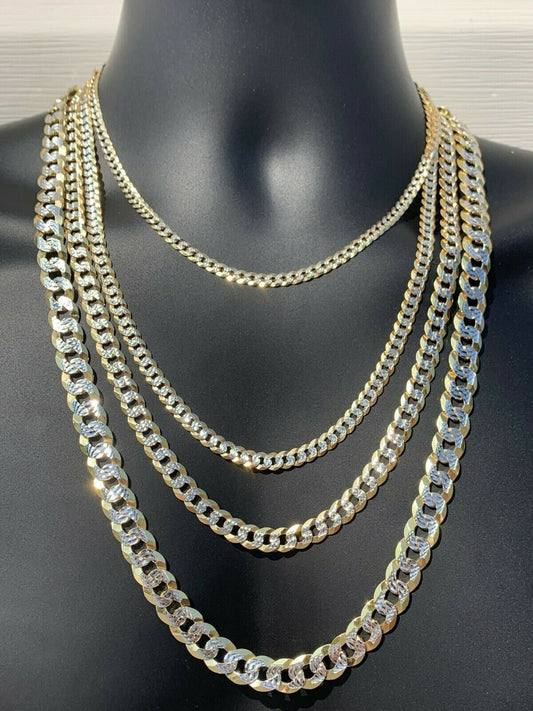 HarlemBling Cuban Link Chain Or Bracelet 14k Gold Over Real Solid 925 Silver Necklace 5-11mm