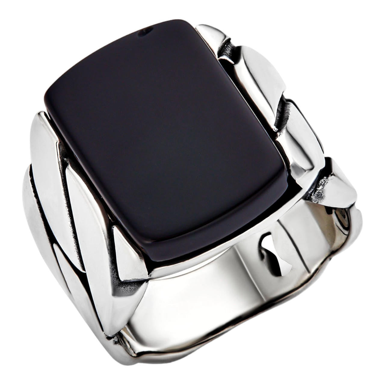 HarlemBling Cubano Ring - 925 Silver Oxidized - Black Onyx Stone