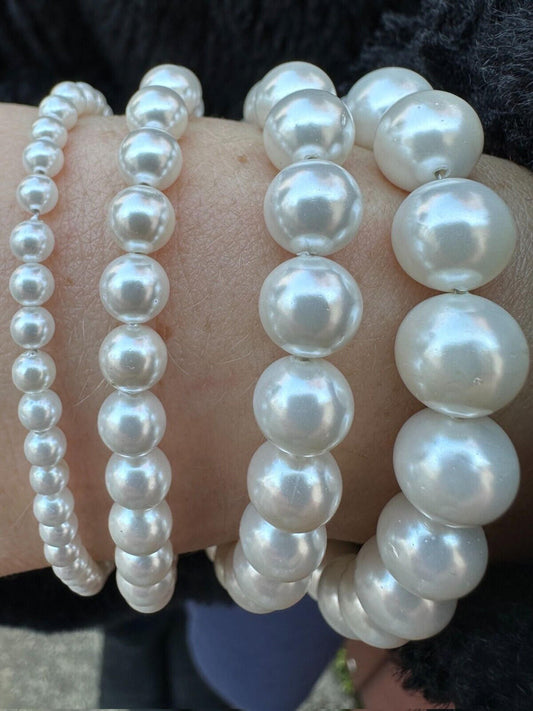 HarlemBling Cultured Pearl Bracelet W. Real 925 Silver Clasp For Men Women 4-10mm All Length