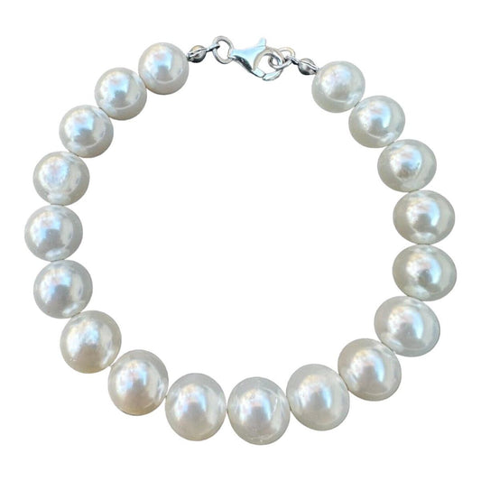 HarlemBling Cultured Pearl Chain Bracelet - 925 Silver - 6"-8.5" - 4mm-10mm