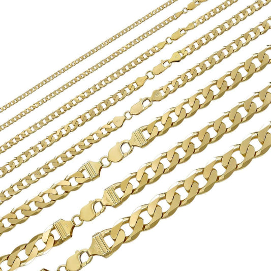 HarlemBling Curb Link Chain Necklace Or Bracelet - 14k Gold Vermeil 925 Silver - 7-30" - 2-16mm