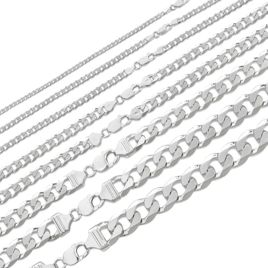 HarlemBling Curb Link Chain Necklace Or Bracelet - 925 Sterling Silver - 7-30" - 2-16mm