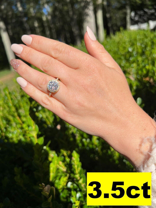 HarlemBling Cushion Cut Moissanite Engagement Promise Ring Real 14k Gold Vermeil 925 Silver