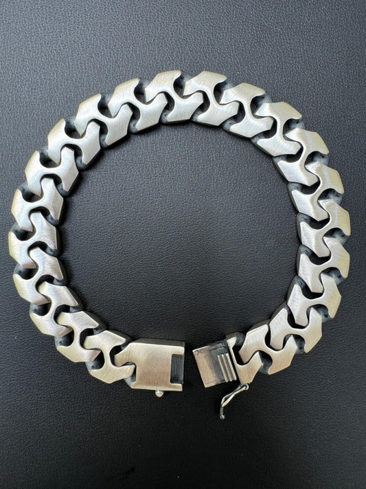 HarlemBling Custom Crazy Miami Cuban Link Bracelet 12mm Real 925 Silver Oxidized Finish