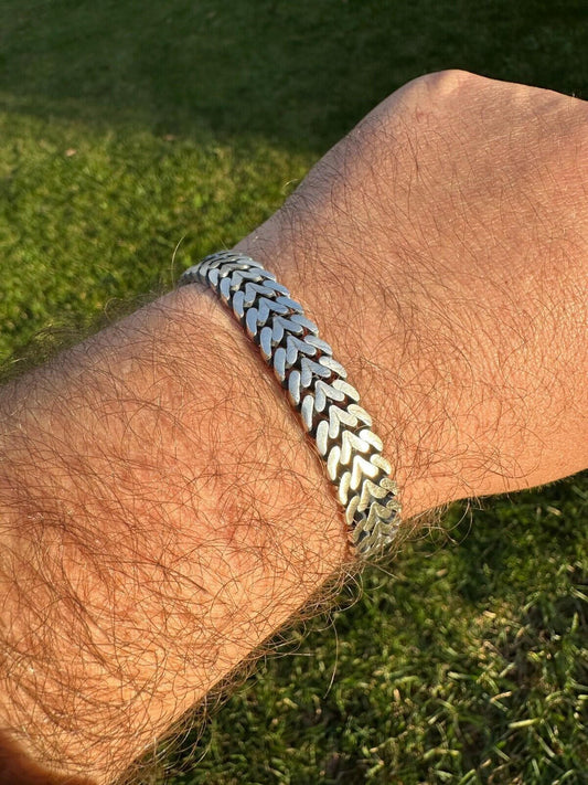 HarlemBling Custom Double Miami Cuban Open Franco Link Bracelet 12mm Wide Real 925 Silver