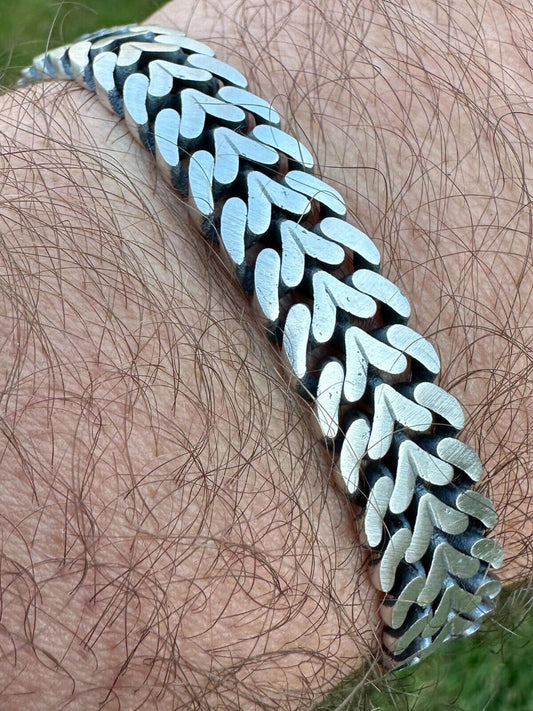 HarlemBling Custom Double Miami Cuban Open Franco Link Bracelet 12mm Wide Real 925 Silver