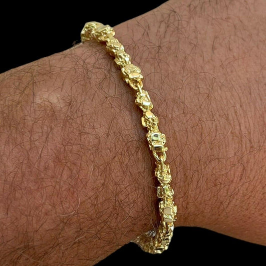 HarlemBling Custom Nugget Chain Bracelet - 14k Gold Vermeil 925 Sterling Silver - 7"-8.5" - 5mm