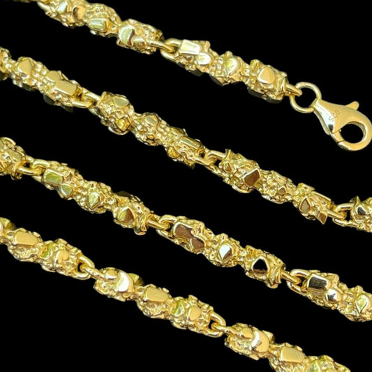 HarlemBling Custom Nugget Chain Necklace - 14k Gold Vermeil 925 Sterling Silver - 18"-30" - 5mm