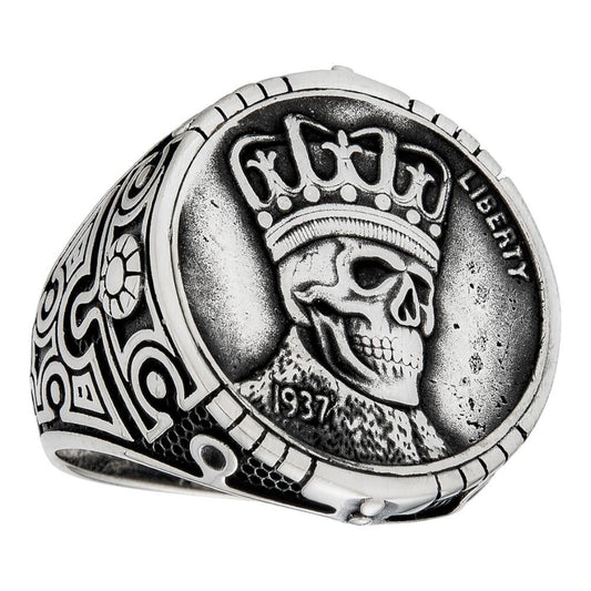 HarlemBling Death Coin Ring - 925 Silver Oxidized - Plain