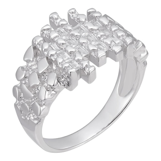 HarlemBling DNA Gold Nugget Ring - 925 Silver - CZ Stones