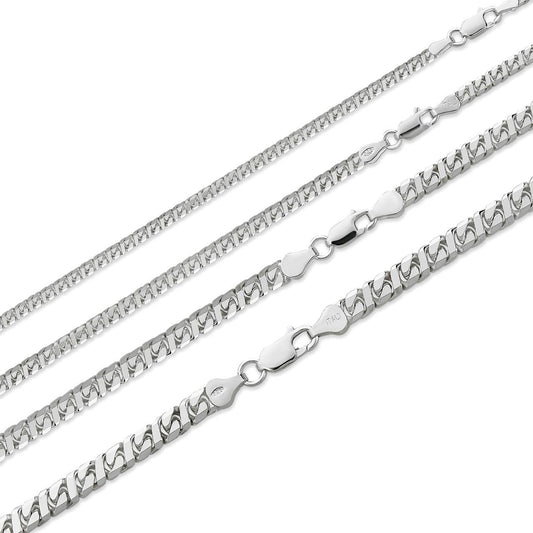 HarlemBling Dollar Link Chain Necklace Or Bracelet - 925 Sterling Silver - 7"-30" - 2.5mm-6mm