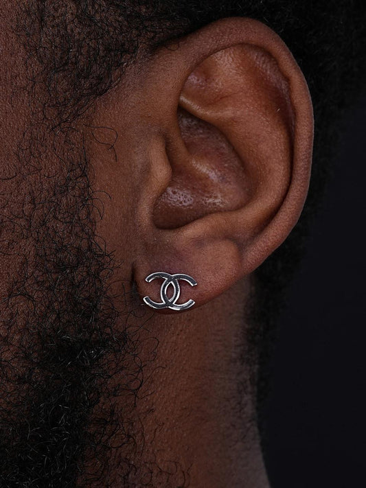 HarlemBling Double C Fashionista Plain Earrings - 14k Yellow Or Rose Gold Vermeil Or 925 Silver - 8.5x12mm