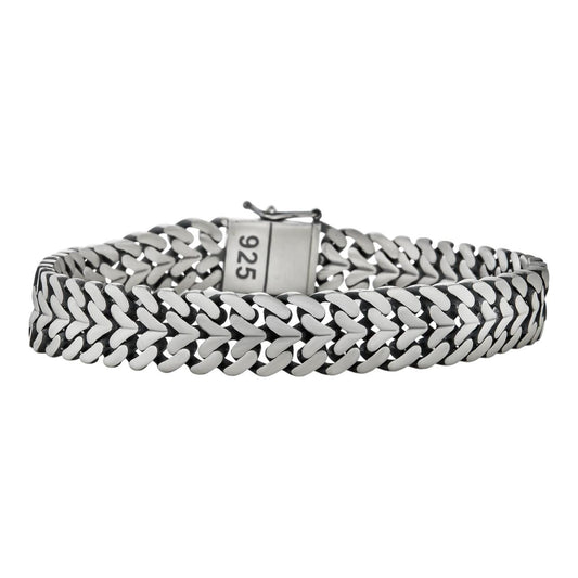 HarlemBling Double Open Figure 8 Franco Bracelet - 925 Sterling Silver Oxidized Gunmetal - 7"-9" - 12mm