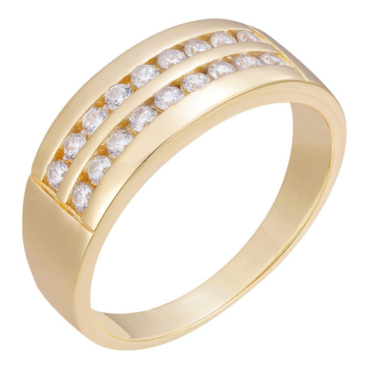 HarlemBling Double Row Eternity Band Ring - 14k Gold Vermeil 925 Silver - CZ Stones