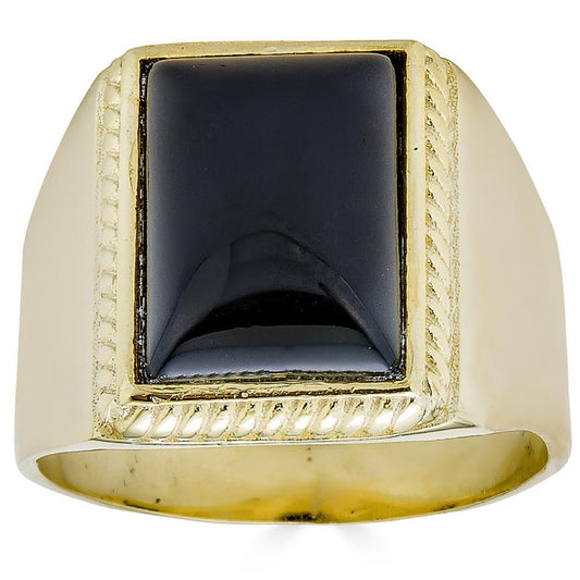 HarlemBling Downtown Old Timers Ring - 14k Gold Vermeil 925 Silver - Genuine Black Onyx Stone