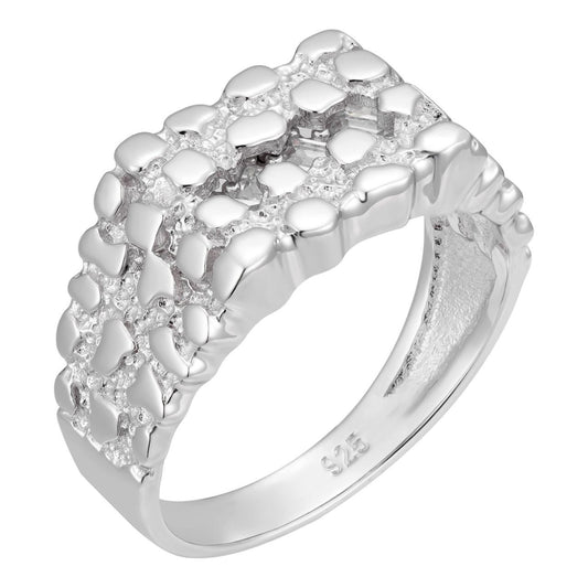 HarlemBling Earthquake Nugget Ring - 14k Gold Vermeil 925 Silver - CZ Stones