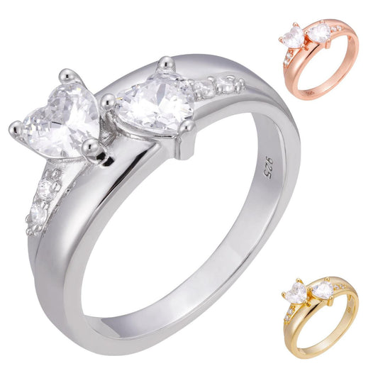HarlemBling Eternal Love Engagement Or Promise Ring - 14k Yellow/Rose/White Gold Vermeil 925 Silver - CZ Stones