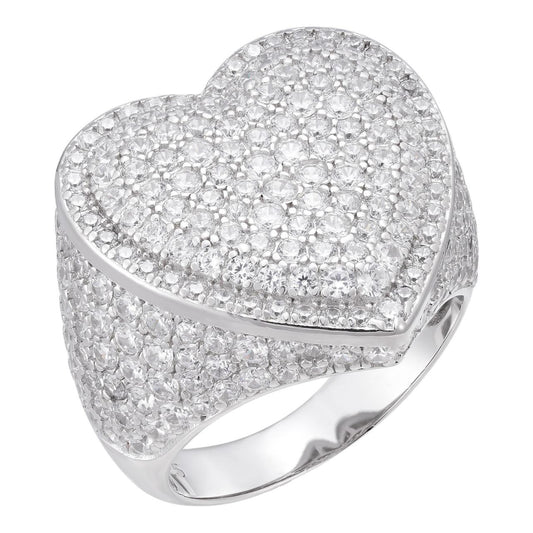HarlemBling Eternal Love Heart Iced Out Ring - 925 Silver - CZ Stones
