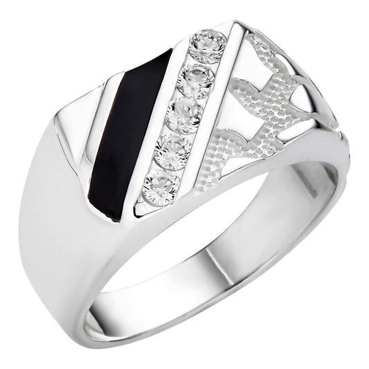 HarlemBling Euro Classic Nugget Ring - Black Edition - 925 Silver - CZ Stones