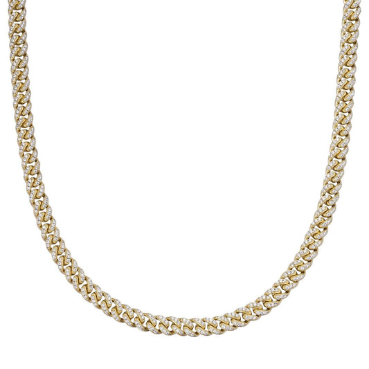 HarlemBling Everyday Wear Miami Cuban Link Chain Necklace Iced Out CZ Stones - 14k Gold Vermeil 925 Silver - 6mm- 16-30"