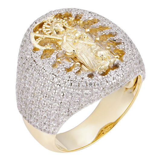 HarlemBling Eye Of Death Grim Reaper Iced Out Ring - 14k Gold Vermeil 925 Silver - CZ Stones