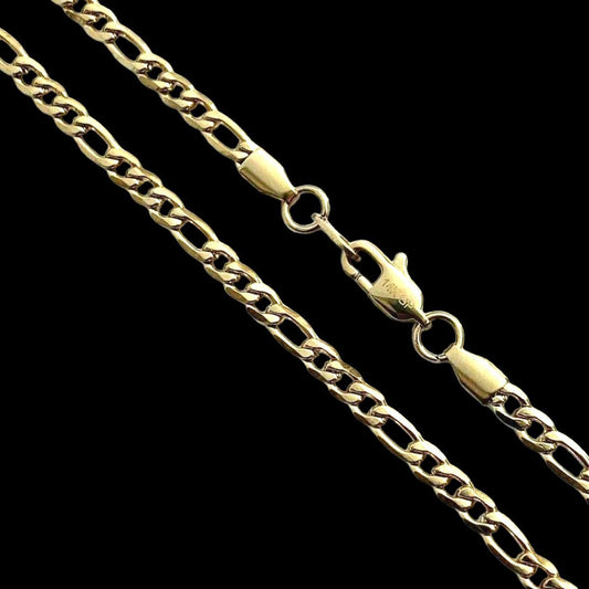 HarlemBling Figaro Chain Necklace - 14k Yellow Gold Plated Stainless Steel - 18"-30" - 5mm