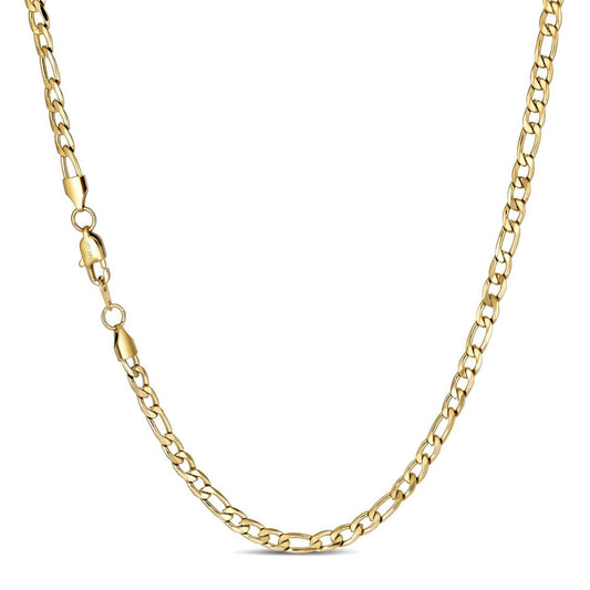 HarlemBling Figaro Chain Necklace - 14k Yellow Gold Plated Stainless Steel - 18"-30" - 5mm