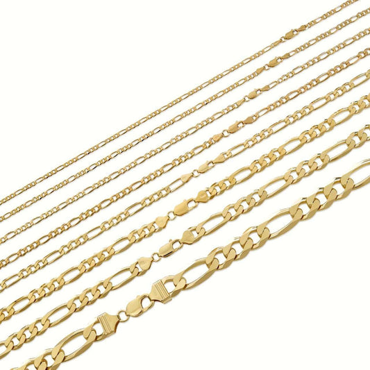 HarlemBling Figaro Link Chain Necklace Or Bracelet - 14k Gold Vermeil 925 Sterling Silver - 6"-30" - 2.5mm-16mm