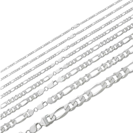 HarlemBling Figaro Link Chain Necklace Or Bracelet - 925 Sterling Silver - 6"-30" - 2.5mm-15mm