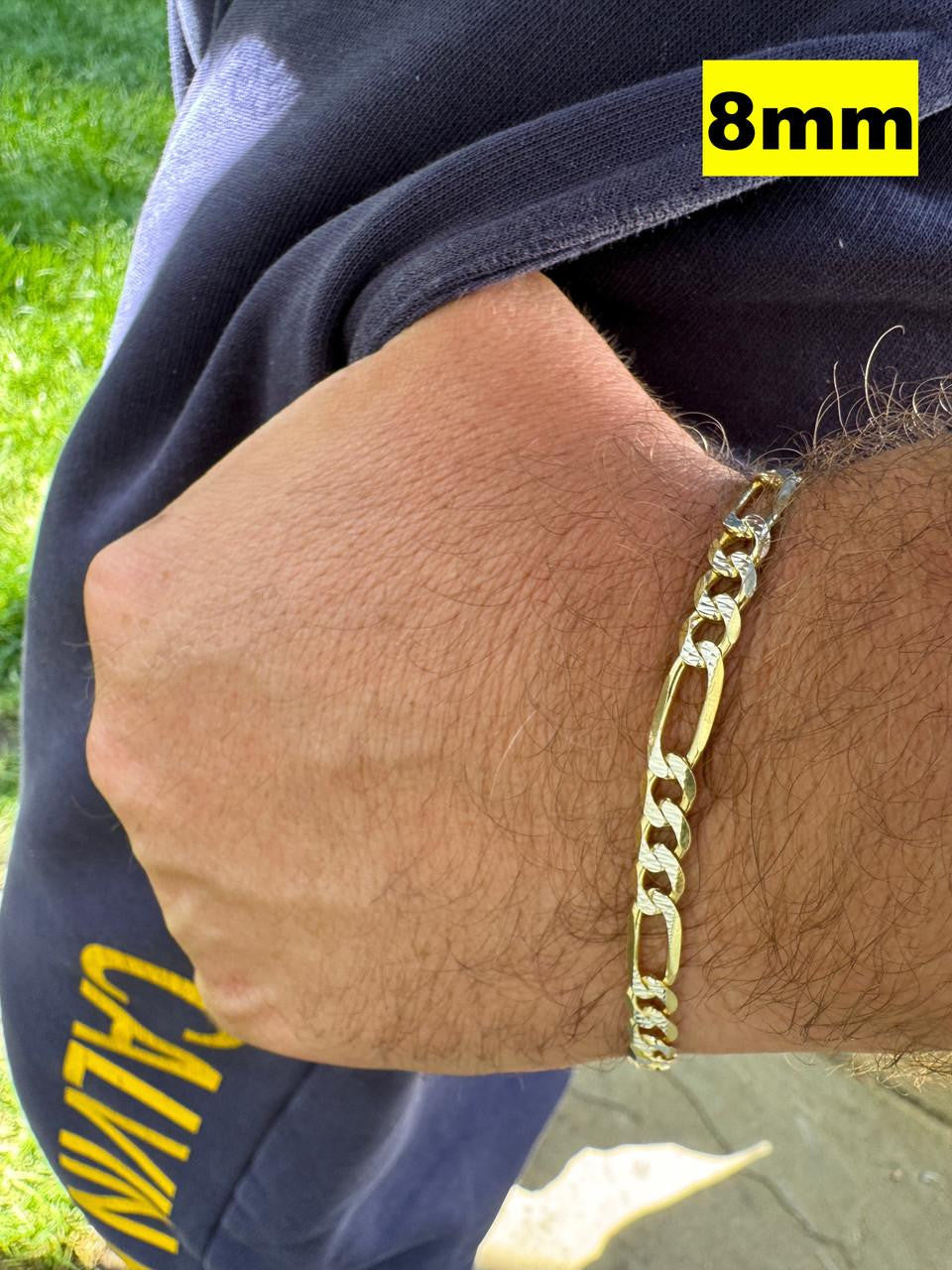 HarlemBling Figaro Link Chain Necklace Or Bracelet - Diamond Cut 14k Gold Vermeil 925 Sterling Silver - 6"-30" - 2.5mm-10mm