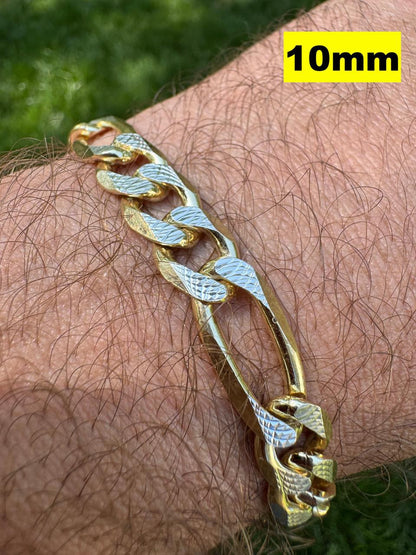 HarlemBling Figaro Link Chain Necklace Or Bracelet - Diamond Cut 14k Gold Vermeil 925 Sterling Silver - 6"-30" - 2.5mm-10mm