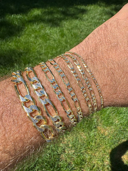 HarlemBling Figaro Link Chain Necklace Or Bracelet - Diamond Cut 14k Gold Vermeil 925 Sterling Silver - 6"-30" - 2.5mm-10mm