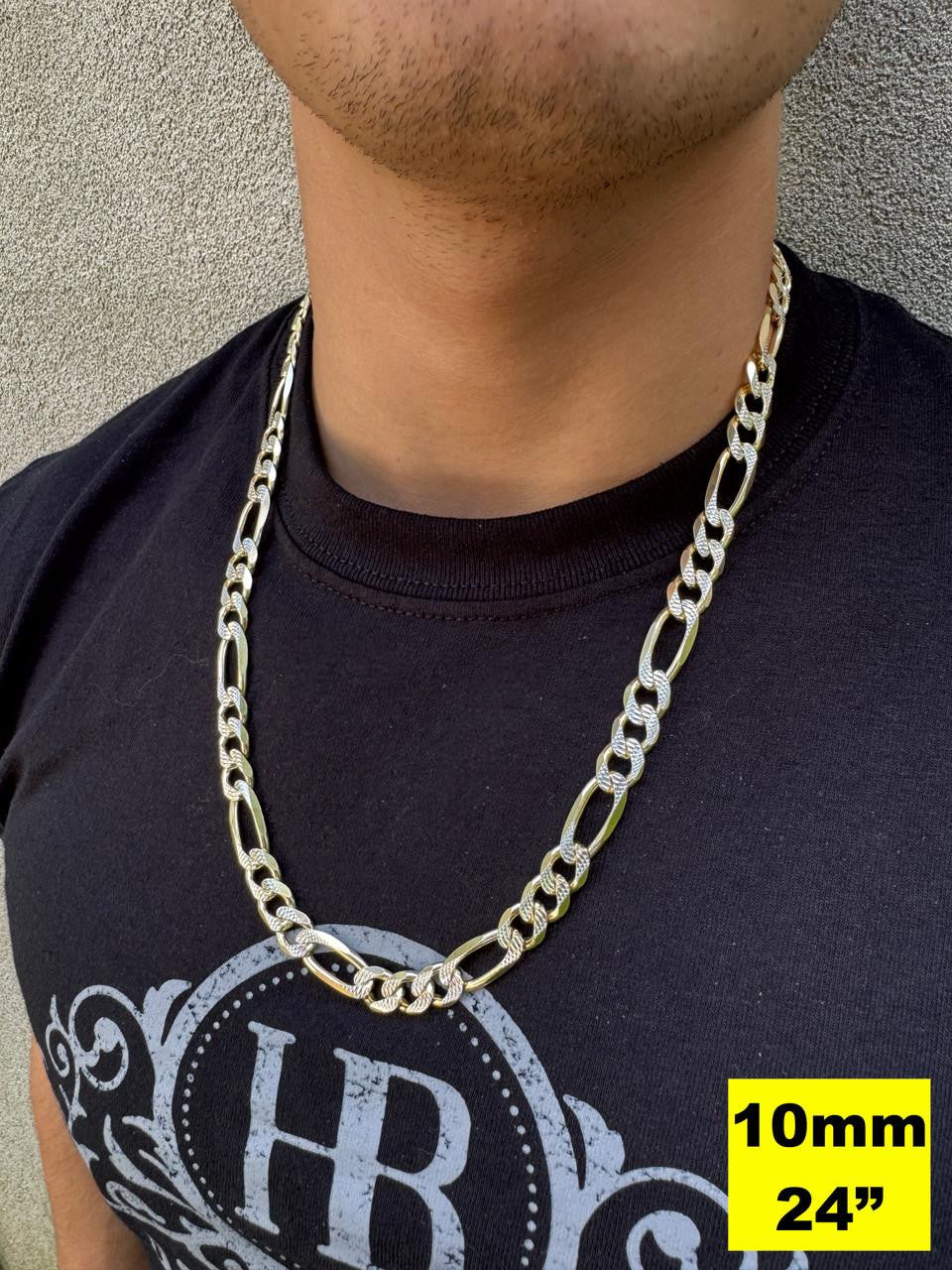 HarlemBling Figaro Link Chain Necklace Or Bracelet - Diamond Cut 14k Gold Vermeil 925 Sterling Silver - 6"-30" - 2.5mm-10mm