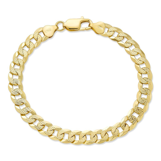HarlemBling Flat Curb Bracelet - Diamond Cut 14k Gold Vermeil 925 Sterling Silver - 6"-9" - 4mm-8mm