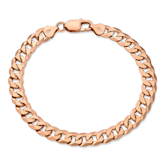 HarlemBling Flat Curb Cuban Bracelet - 14k Rose Gold Vermeil 925 Sterling Silver - 6"-9" - 3mm-10.5mm