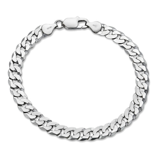HarlemBling Flat Curb Cuban Bracelet - 925 Sterling Silver - 6"-9" - 3mm-10.5mm
