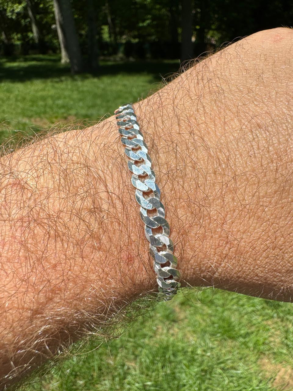 HarlemBling Flat Curb Cuban Bracelet - 925 Sterling Silver - 6"-9" - 3mm-10.5mm