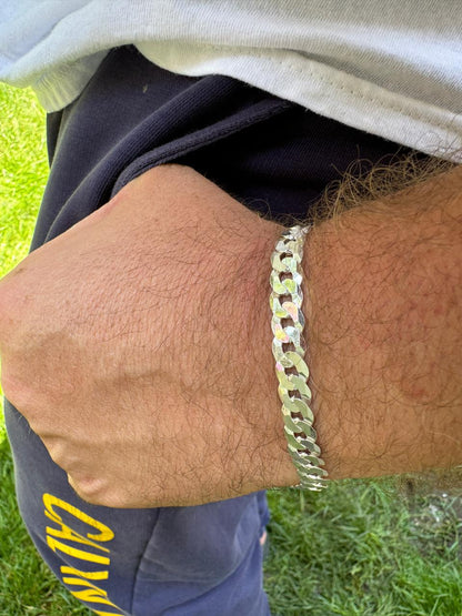 HarlemBling Flat Curb Cuban Bracelet - 925 Sterling Silver - 6"-9" - 3mm-10.5mm