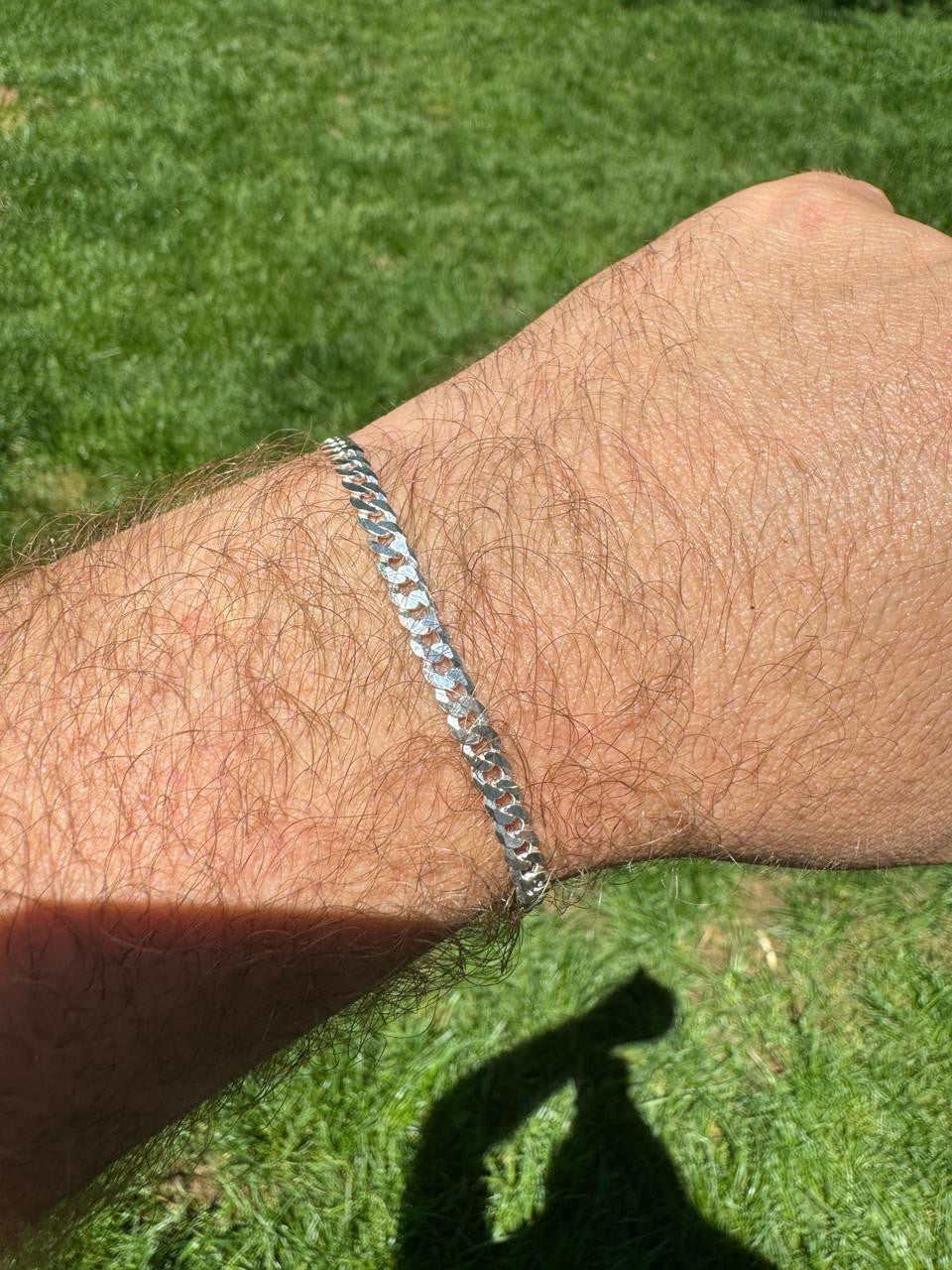 HarlemBling Flat Curb Cuban Bracelet - 925 Sterling Silver - 6"-9" - 3mm-10.5mm