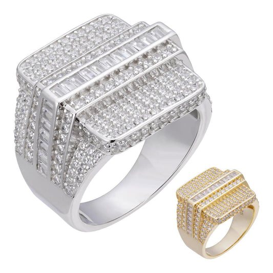 HarlemBling Florida Iced Out Ring - 14k Yellow Gold Vermeil/Natural 925 Silver - CZ Stones