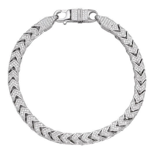 HarlemBling Franco Bracelet Iced Out CZ Stones - 925 Silver - 6mm - 7.5"-8.5"