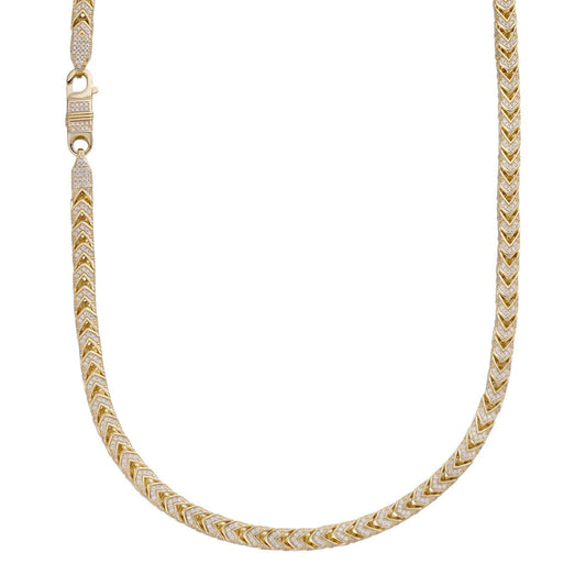 HarlemBling Franco Chain Iced Out CZ Stones - 14k Gold Vermeil 925 Silver - 6mm - 16-30"