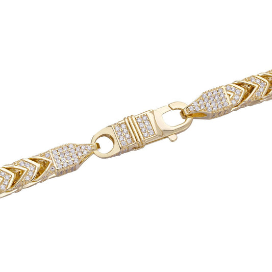 HarlemBling Franco Chain Iced Out CZ Stones - 14k Gold Vermeil 925 Silver - 6mm - 16-30"