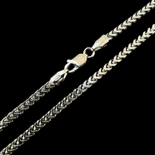 HarlemBling Franco Chain Necklace - Black Rhodium Over 925 Sterling Silver - 16"-30" - 2.5mm
