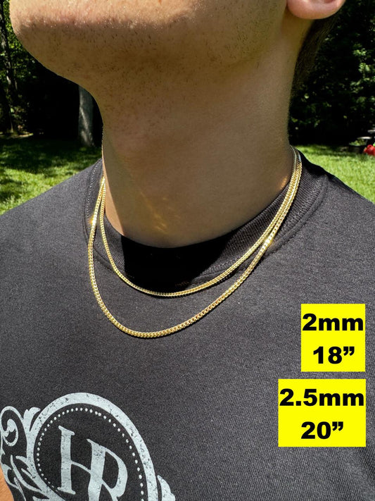 HarlemBling Franco Link Chain Necklace - 14k Gold Vermeil 925 Sterling Silver - 16"-30" - 2mm-5mm