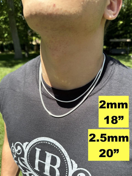 HarlemBling Franco Link Chain Necklace - 925 Sterling Silver - 16"-30" - 2mm-5mm