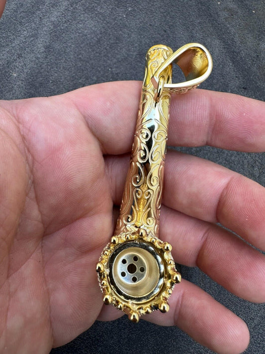HarlemBling Fully Functional Tobacco Pipe Pendant MOISSANITE Real 925 Silver Iced Hip Hop